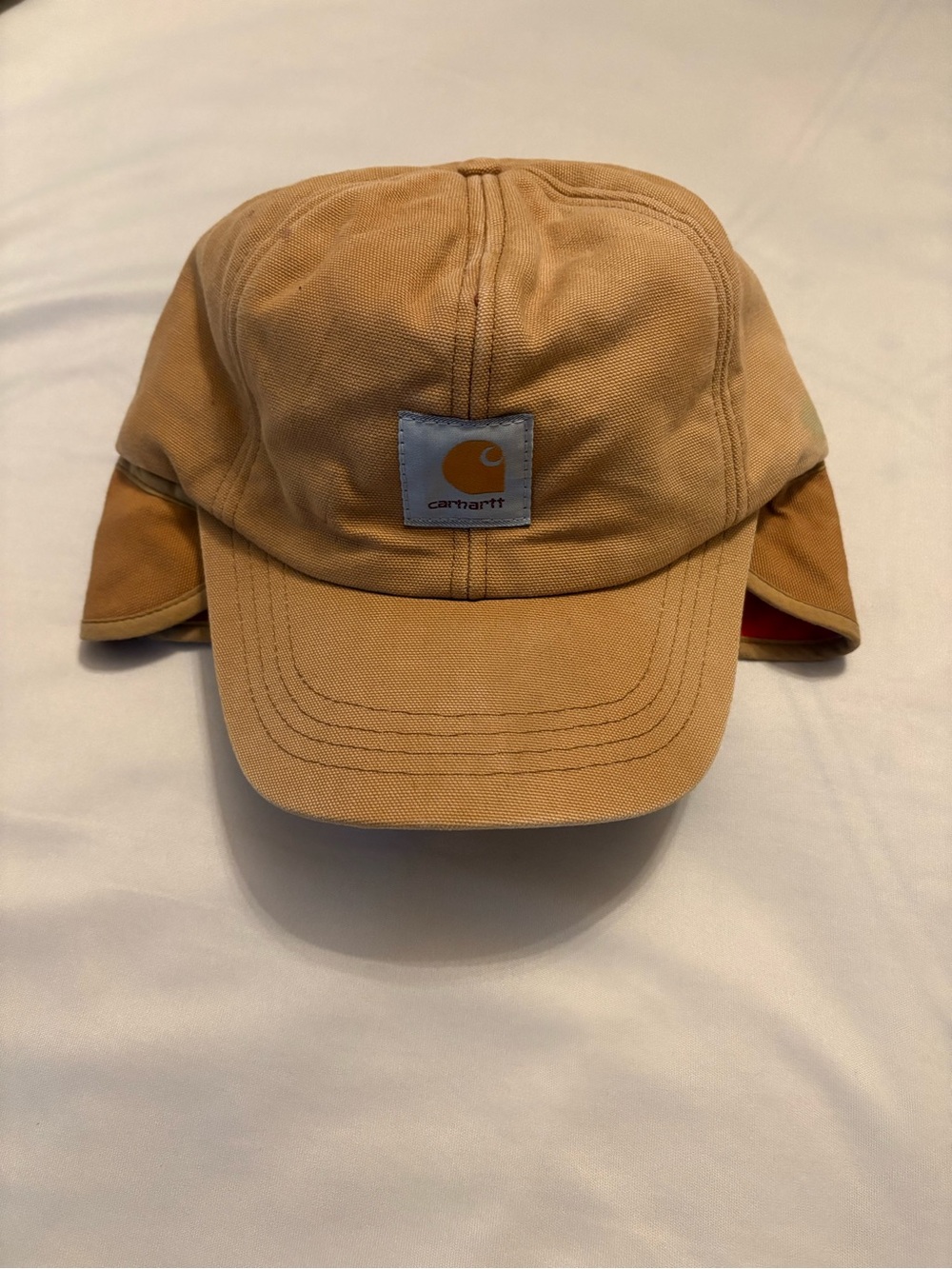 Carhartt Tan Work Cap with Fold-Down Ear Flaps